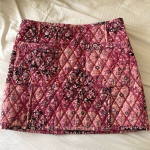 Free People Quilted Floral Mini Skirt in Berry Patchwork